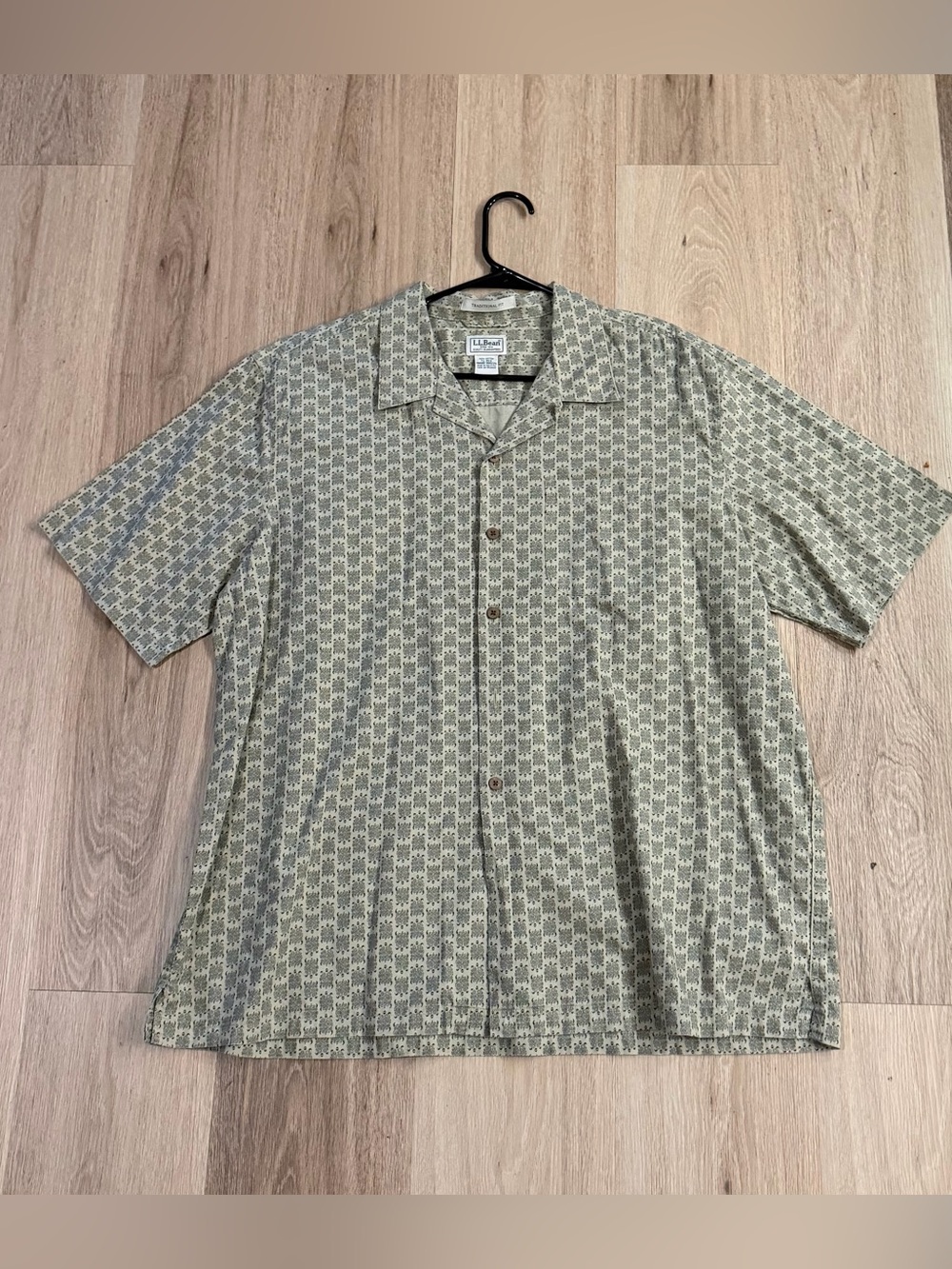 L.L. Bean Olive Hawaiian Turtle Short Sleeve Shirt Traditional Fit Men’s XL Reg
